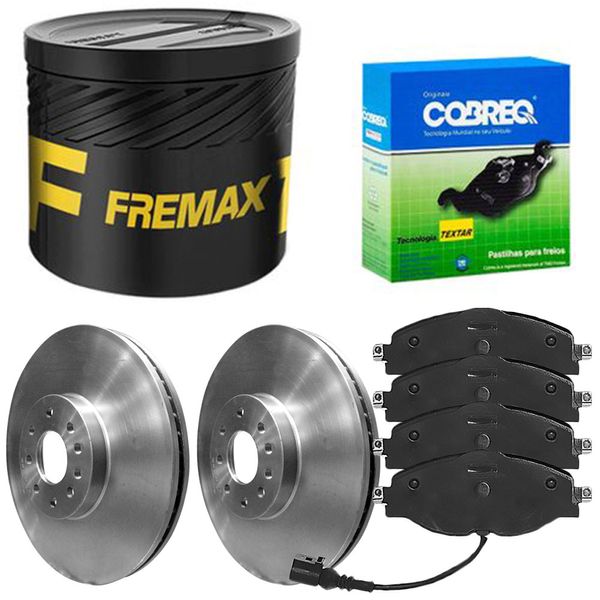Kit Pastilha Disco Dianteiro Ventilado Jetta 1 4 TSI 2018 2021 Fremax Cobreq