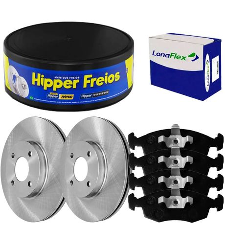 Kit Pastilha Disco Dianteiro Ventilado Strada 1 4 2016 2020 Lonaflex Hipper Freios