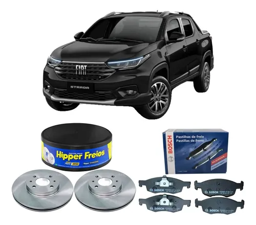 Kit Pastilha Disco Dianteiro Ventilado Strada 1 8 2016 2020 Cobreq Hipper Freios