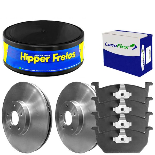 Kit Pastilha Disco Dianteiro Ventilado VW T Cross TSI 2019 2023 Hipper Freios Lonaflex