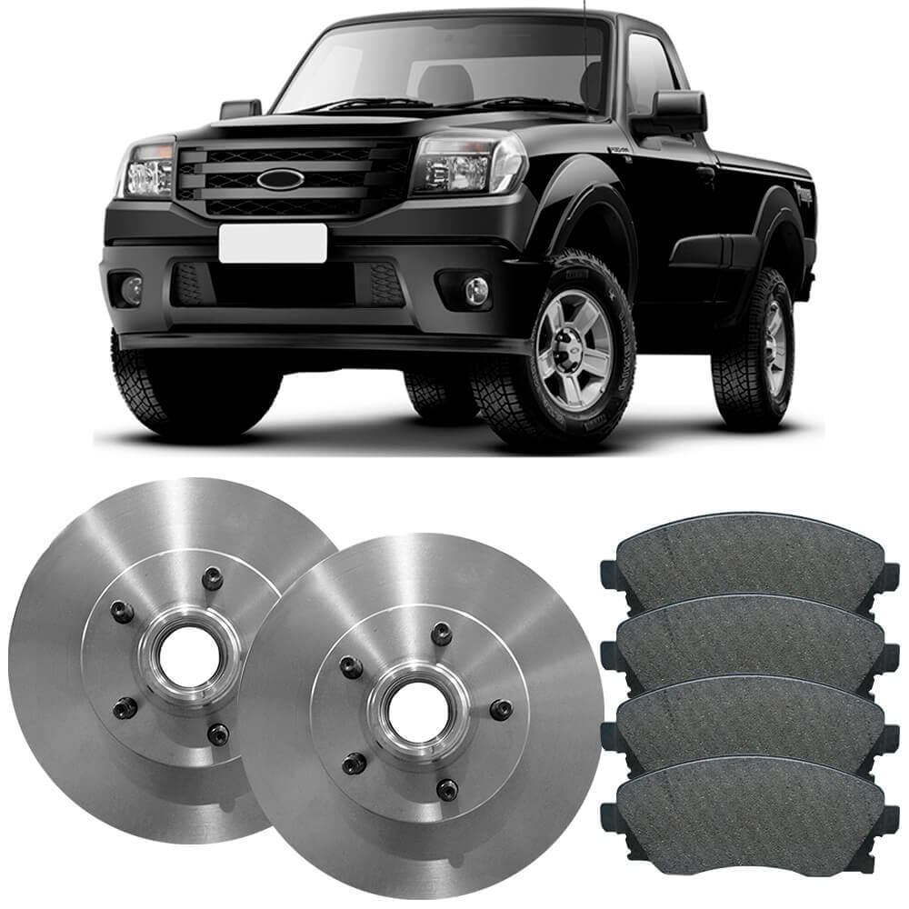 Kit Pastilha Disco Ford Ranger 4X2 98 2011 Dianteiro Ventilado Frasle Fras-le