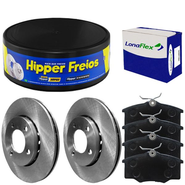 Kit Pastilha Disco Freio Corsa 96 2002 Dianteiro Ventilado Varga Lonaflex