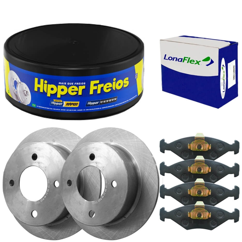 Kit Pastilha Disco Freio Fiesta 2006 2007 Dianteiro Solido Teves Lonaflex