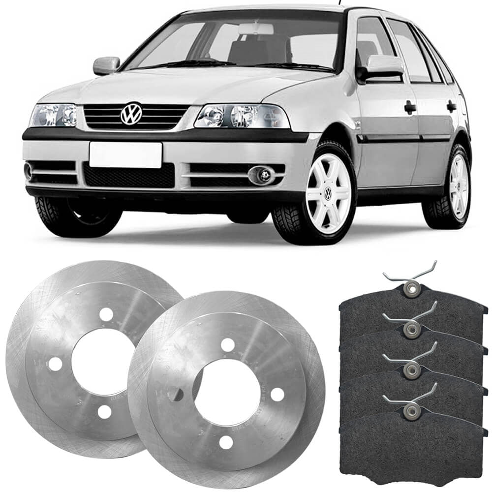 Kit Pastilha Disco Freio Gol G2 G3 96 2005 Dianteiro Solido Varga Lonaflex