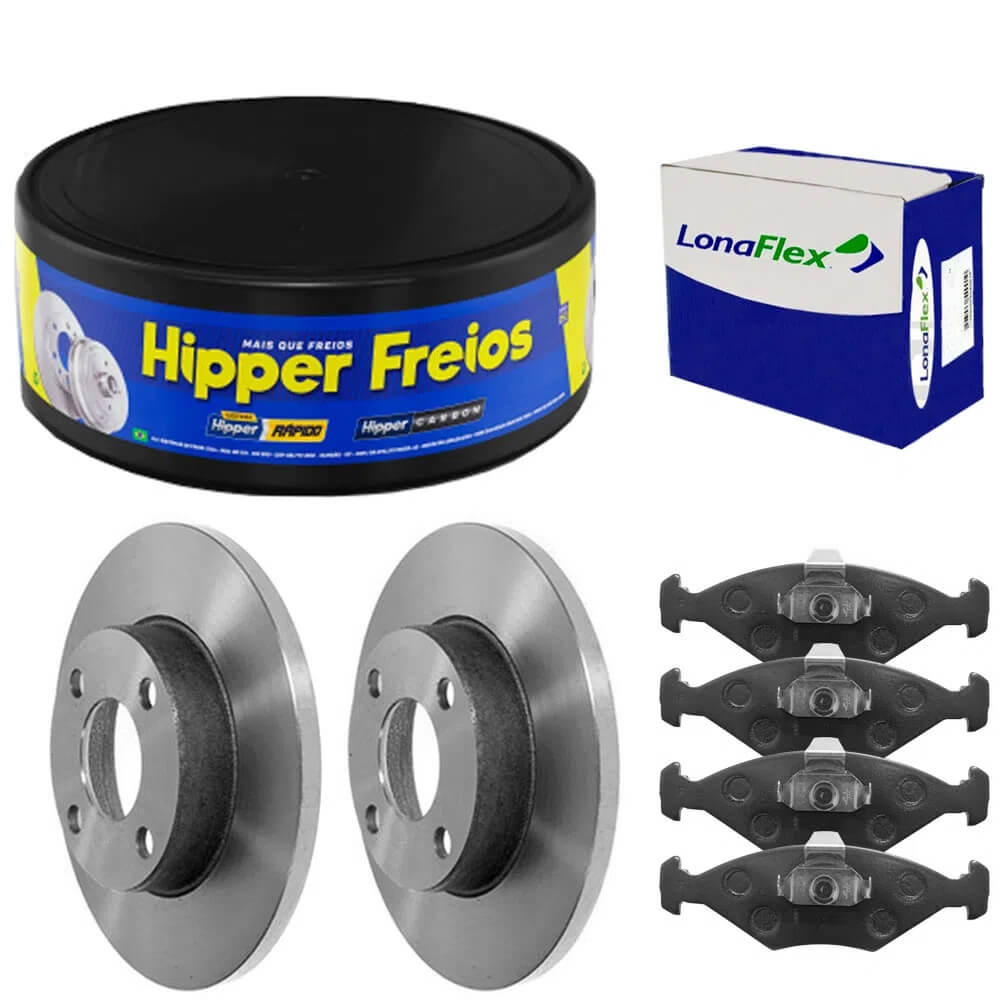 Kit Pastilha Disco Freio Gol G5 2009 2012 Dianteiro Solido Teves Lonaflex