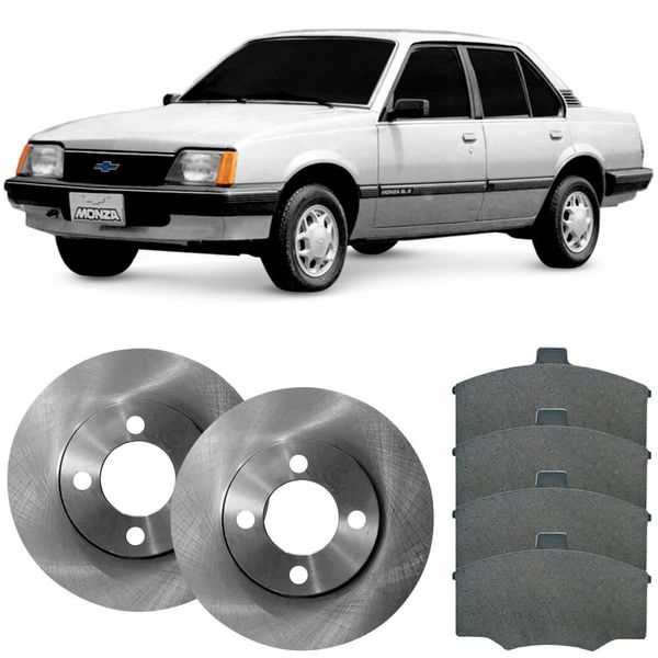 Kit Pastilha Disco Freio Monza 85 96 Dianteiro Ventilado Varga Lonaflex