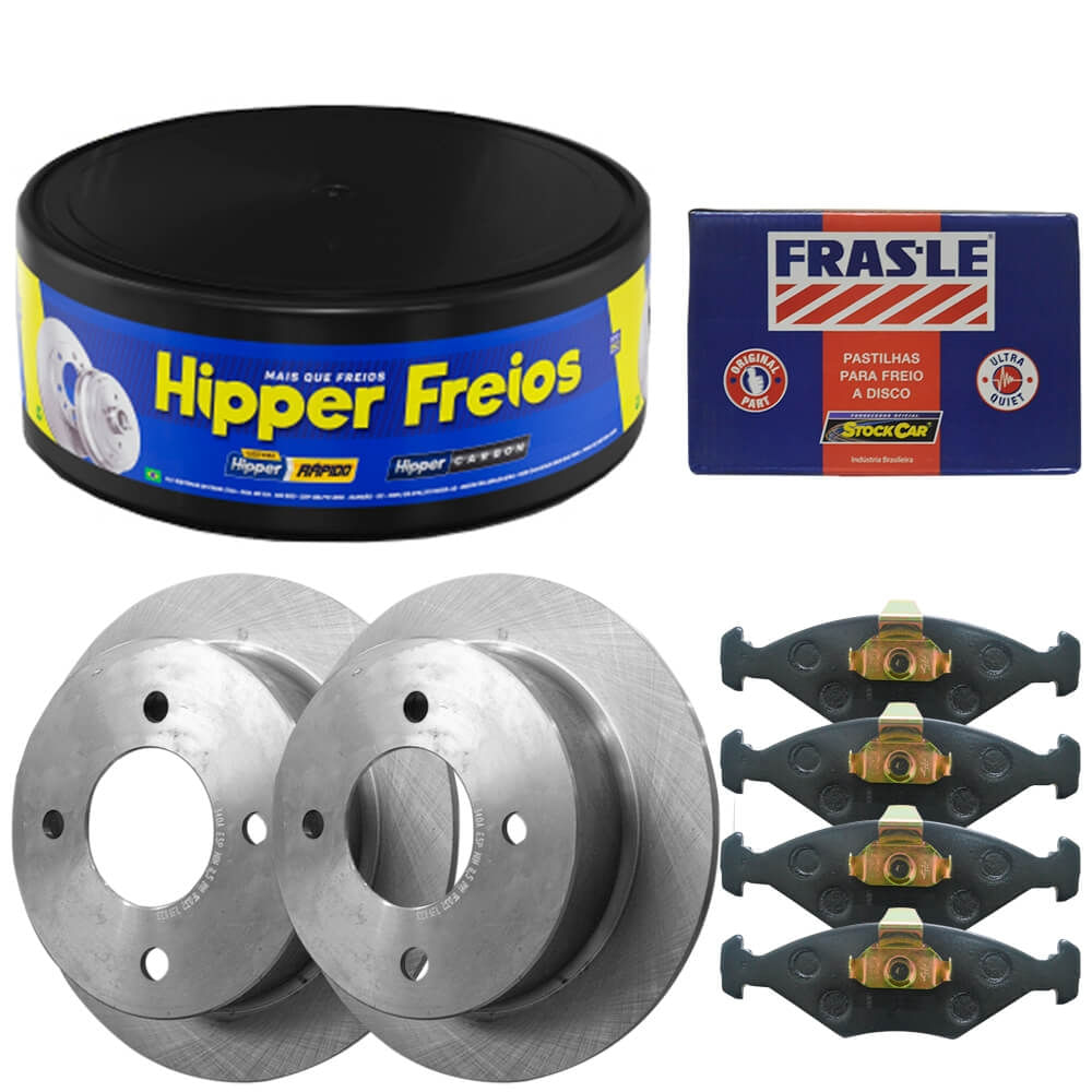 Kit Pastilha Disco Freio Parati 1 8 2 0 95 2009 Dianteiro Solido