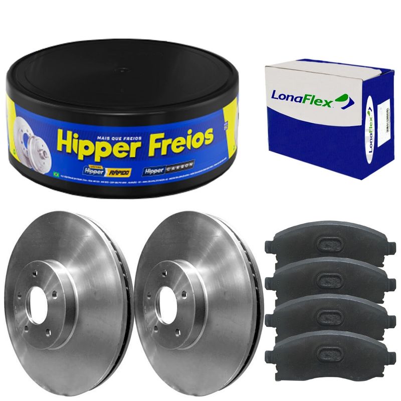 Kit Pastilha Disco Freio Ranger 4X4 98 2011 Dianteiro Ventilado Bendix Lonaflex