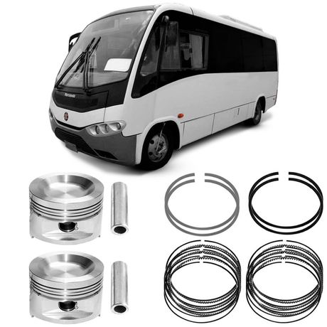 Kit Pistao Aneis Mercedes-Benz Lo 712 2003 2012 Diesel Metal Leve