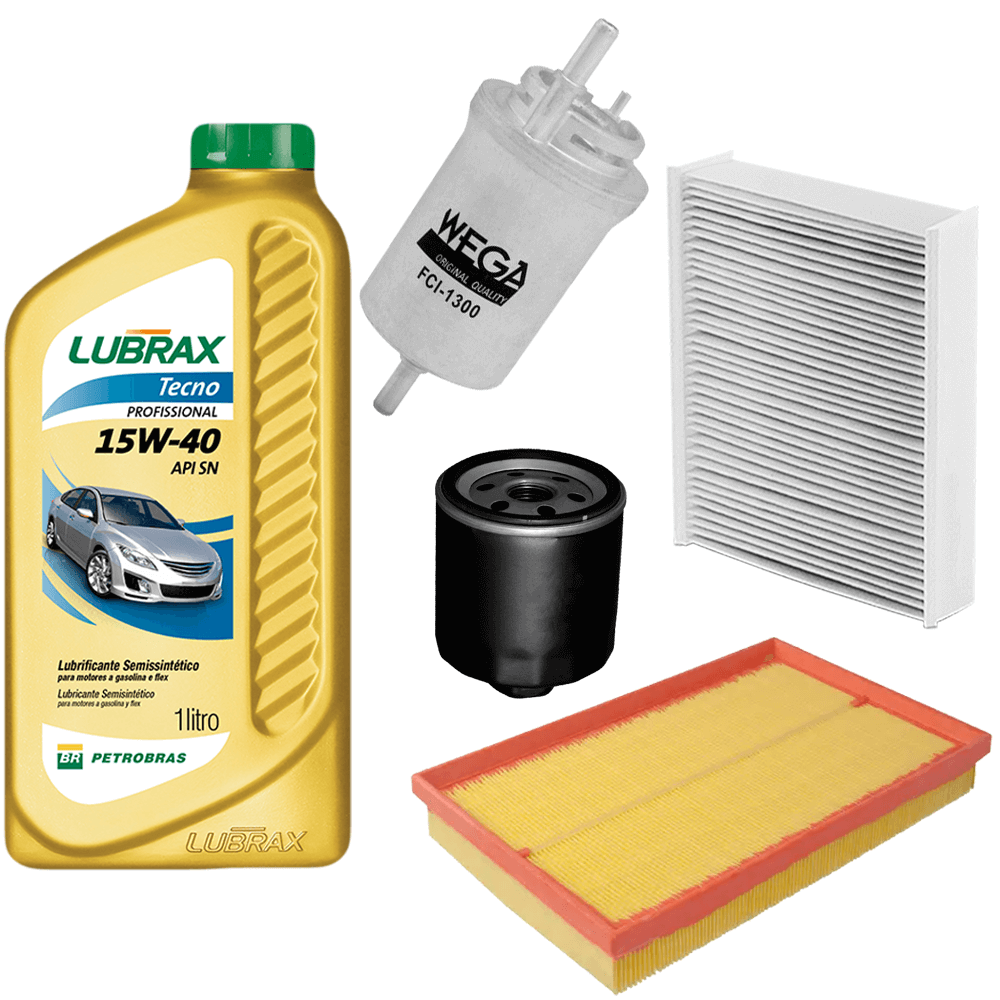 Kit Revisao Óleo 15W40 Lubrax Tecno Filtros Wega Polo 10 16V 2002 2013