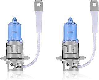 NEWBROWN Lâmpada de farol H3 5000K super luz branca substituição longa vida PK22S 12V/55W (H3, pacote com 2)