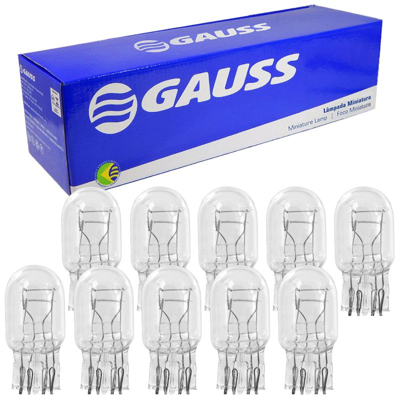 Lâmpada Gauss Luz Branca Pingao W21 5W 12V W3X16Q 2 Polos GL7515 W21, W3X16Q, GL7515