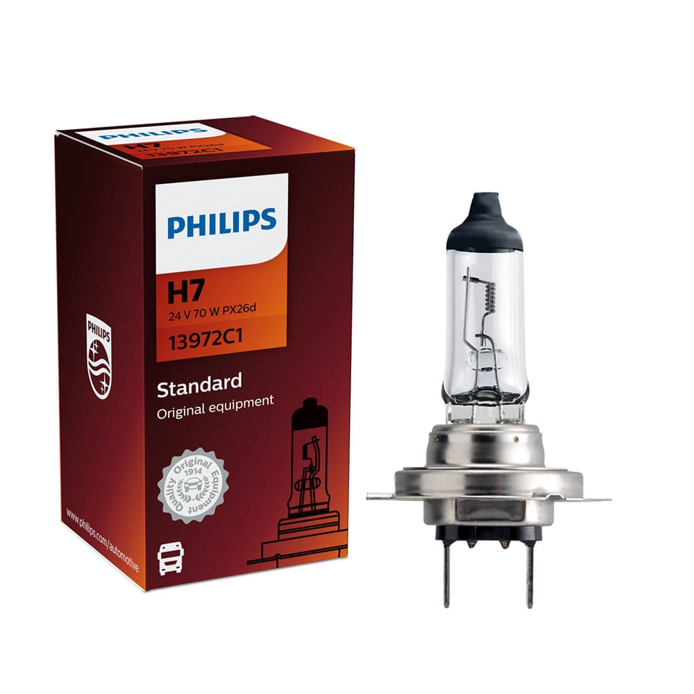 Lâmpada Philips Standard 70W 24V H7 Biodo PX26D Farol H7, PX26D