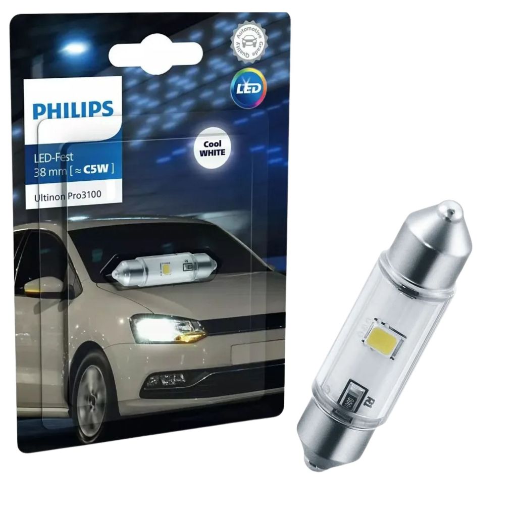 Lâmpada Philips Torpedo Ultinon LED 38MM 12V 6000K Iluminacao Interna 11854ULWX1