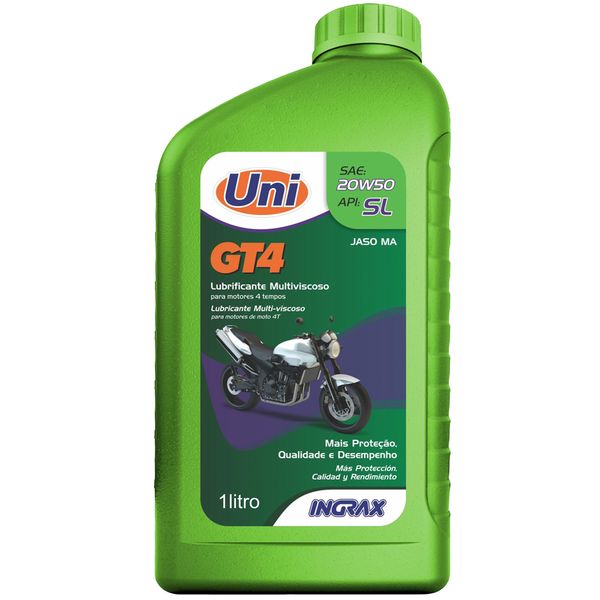 Óleo Lubrificante 20W50 Ingrax Uni GT4 API Sl 1 Litro Motos
