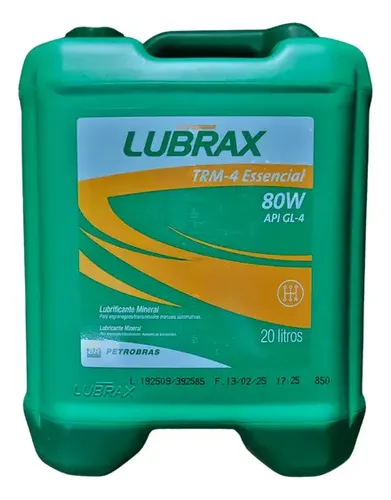 Óleo Lubrificante Engrenagem Sae 80W Lubrax GL 4 Trm 4 20 Litros