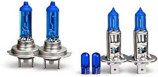 Kit 4 Lâmpadas Super Brancas para Farol, H1 H7, 8500K, 12V 55W, Inclui Pingo