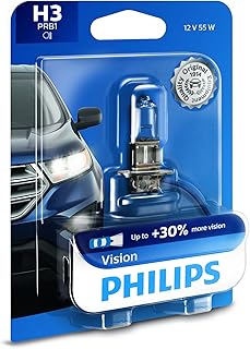 Lâmpada de farol Philips H3 Vision Upgrade com até 30% mais visão, 1 pacote