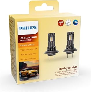 Par Lâmpada LED Philips Ultinon Classic H7/H18 Amarela 3.500k