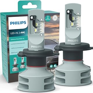 Par Lâmpada Philips H4 LED Xtreme Ultinon 6200K 12V 15W Farol