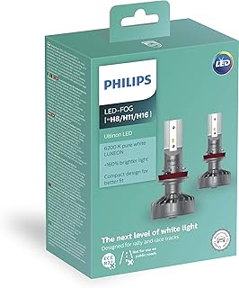 Par Lâmpada Philips Ultinon LED Fog H8 H11 H16 12V 5W 6200K Farol