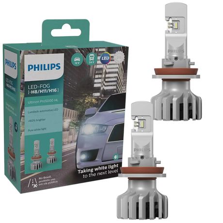 Par Lâmpada Sinalização Philips LED H8 H11 H16 12V 5800K 11366U50CWX2 H8, H11, H16, 11366U50CWX2