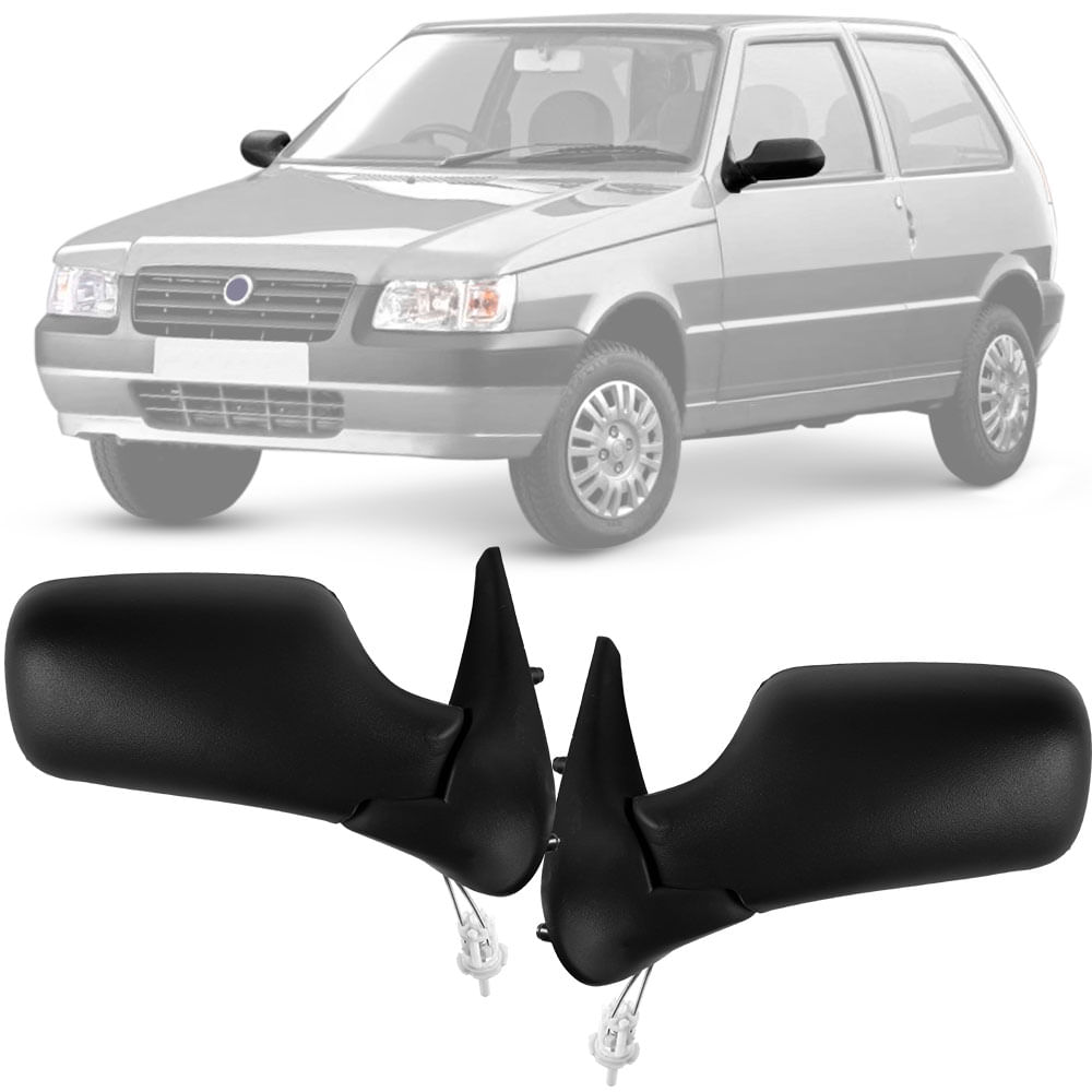 Par Retrovisor Fiat Uno Fire 2001 2004 2 Portas Preto Controle Carolcar