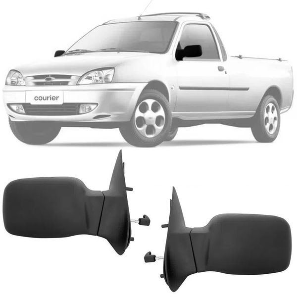 Par Retrovisor Ford Courier 97 2009 Preto Controle Cofran