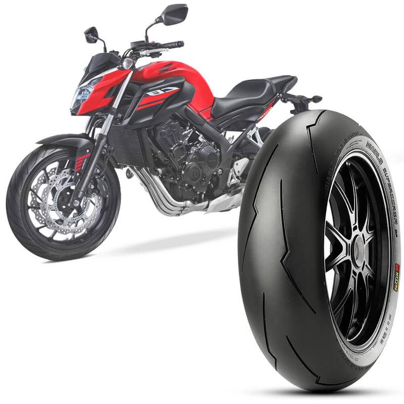 Pneu Moto Cb 650F Pirelli Aro 17 180 55 17 Tl 73W Traseiro Diablo Supercorsa Sp