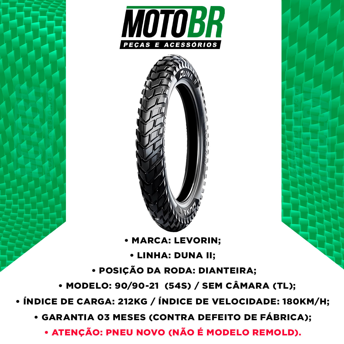 Pneu Moto Levorin Aro 21 90 90 21 54S Dianteiro Duna EVO