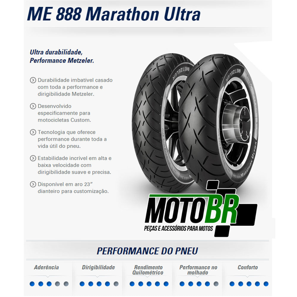 Pneu Moto Metzeler Aro 19 100 90 19 57H Dianteiro Me 888 Marathon Ultra