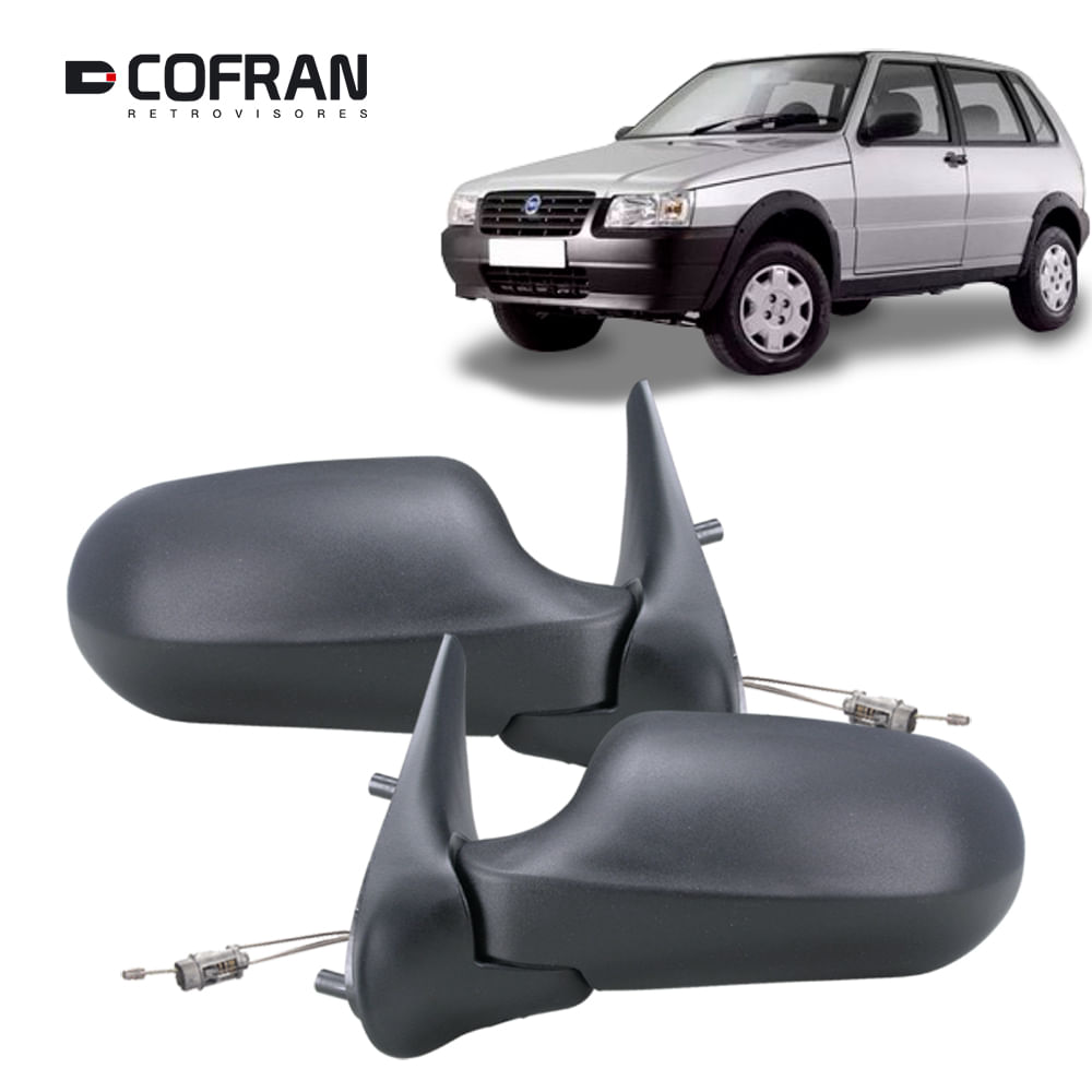 Retrovisor Fiat Uno Fire Flex 2006 2010 4 Portas Preto Controle Cofran