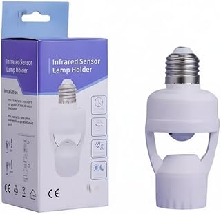 Sensor de Presença com Fotocélula Soquete E27, 360°, Bivolt 110V-220V, Alcance 6 Metros, Acionamento Automático, para Lâmpadas até 60W