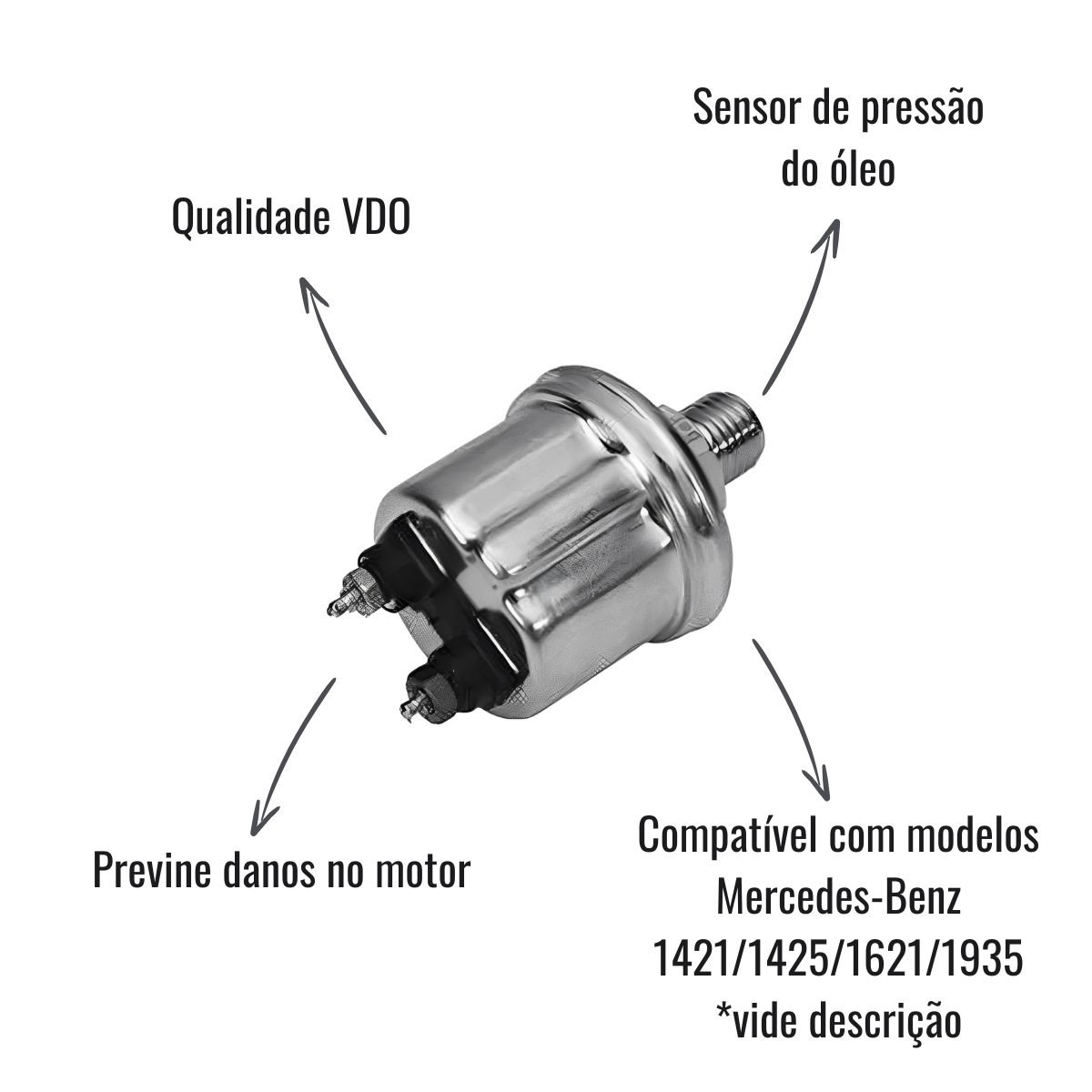 Sensor Pressão Óleo Mercedes-Benz 1421 1621 1935 360004002 Vdo 360004002, 1421, 1621