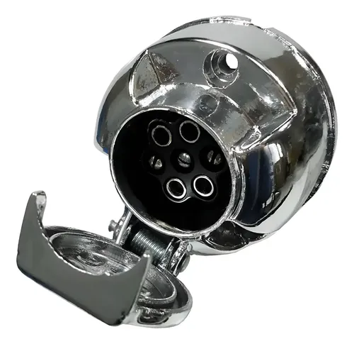 Tomada Engate Redondo Plastico Cromado 6 Polos Femea 12 24V Conexao Fixa DNI8371