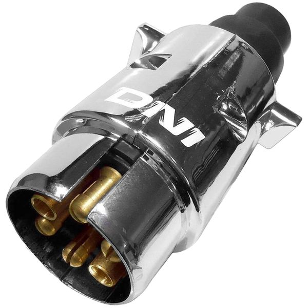 Tomada Engate Redondo Plastico Cromado 6 Polos Macho 12 24V Conexao Movel DNI8381